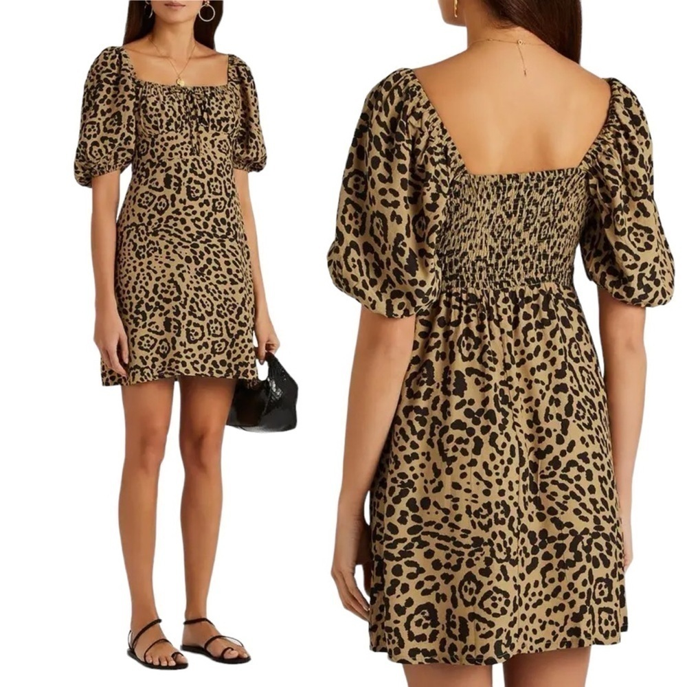 FAITHFULL THE BRAND Shamari Animal Print Tulienne Mini Dress‎